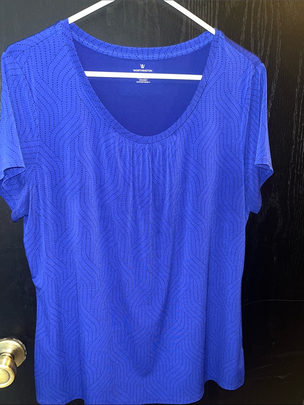 Worthington Scoop Neck Short Sleeve Top - Cobalt Blue